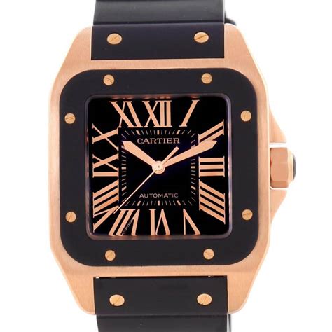 cartier santos 100 rose gold rubber strap|cartier santos 100 price uk.